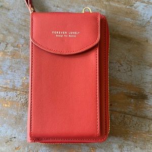 Cross body phone/wallet clutch, red. NWOT